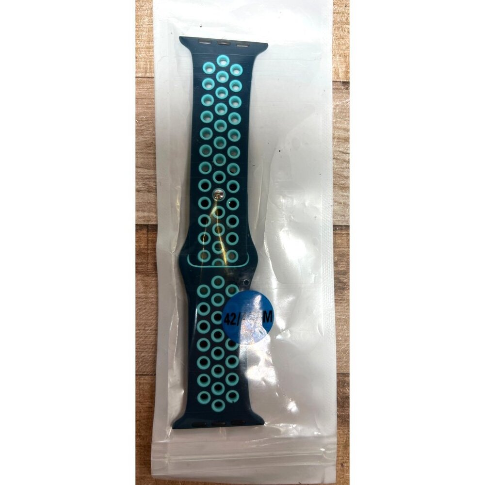 Sport Band For Apple Watch 42/44MM Navy & Aqua Silicone Strap